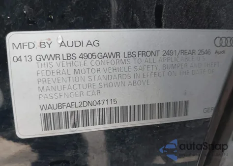 2013 Audi A4 2.0T Premium from USA, damaged, VIN WAUBFAFL2DN047115